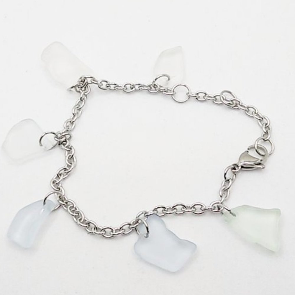 Handmade Thick Clear Sea Glass Jewelry Set - Picture 2 of 2